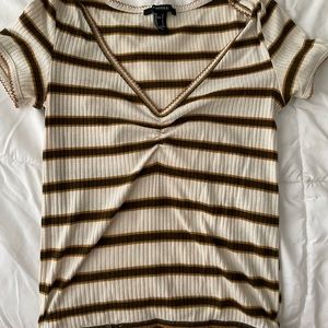striped v neck crop top